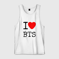 Майка мужская хлопок I love BTS, цвет: белый