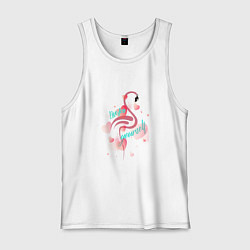 Майка мужская хлопок Фламинго в серце, цвет: белый