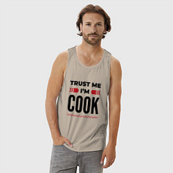 Майка мужская хлопок Trust me - Im cook, цвет: миндальный — фото 2