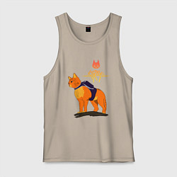 Майка мужская хлопок Stray - cat logo, цвет: миндальный