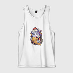 Мужская майка Новогодний котик с рыбкой