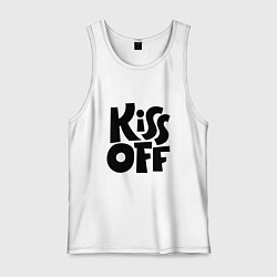 Майка мужская хлопок Kiss off, цвет: белый