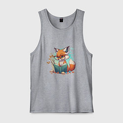 Майка мужская хлопок Умный лисёнок, цвет: меланж