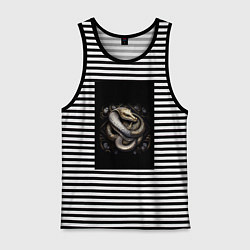 Мужская майка Змея из металла золото и серебро готик черный