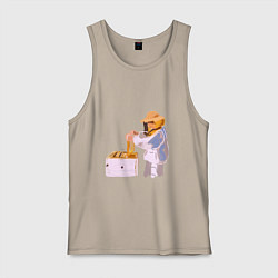 Майка мужская хлопок Пчеловод и его пасека, цвет: миндальный