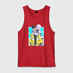 Майка мужская хлопок Дэвид и Люси обнимаются, цвет: красный