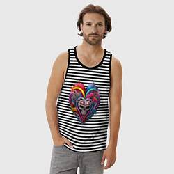 Майка мужская хлопок Любовь до гроба, цвет: черная тельняшка — фото 2