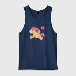 Майка мужская хлопок Единорог с шариком в виде сердечка, цвет: тёмно-синий