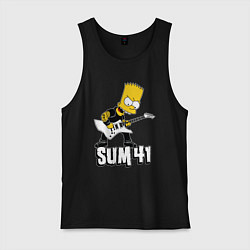 Майка мужская хлопок Sum41 Барт Симпсон рокер, цвет: черный