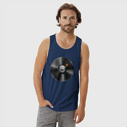 Майка мужская хлопок Виниловая пластинка с бомбочкой, цвет: тёмно-синий — фото 2
