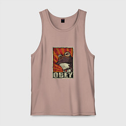 Майка мужская хлопок Obey frog, цвет: пыльно-розовый