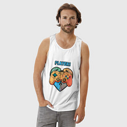 Майка мужская хлопок Player 1, цвет: белый — фото 2