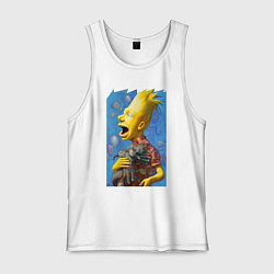 Майка мужская хлопок Bart Simpson and cats - нейросеть, цвет: белый