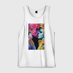 Майка мужская хлопок Поцелуй - нейросеть - art, цвет: белый