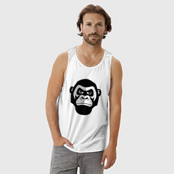Майка мужская хлопок Serious gorilla, цвет: белый — фото 2