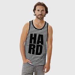 Майка мужская хлопок Hard жесткая надпись, цвет: черная тельняшка — фото 2