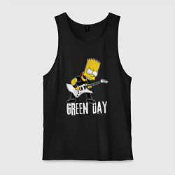 Майка мужская хлопок Green Day Барт Симпсон рокер, цвет: черный