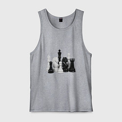 Майка мужская хлопок Фигуры шахматиста, цвет: меланж