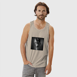 Майка мужская хлопок Мем с волком, цвет: миндальный — фото 2