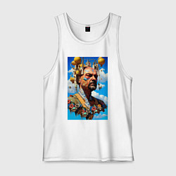 Майка мужская хлопок Владимир Ленин - стимпанк - сюрреализм, цвет: белый