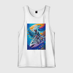 Майка мужская хлопок Cyber shark - ocean and space - art, цвет: белый