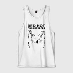Майка мужская хлопок Red Hot Chili Peppers - rock cat, цвет: белый