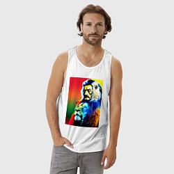 Майка мужская хлопок Salvador Dali and lion, цвет: белый — фото 2