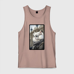 Майка мужская хлопок Санкт-Петербург котик, цвет: пыльно-розовый