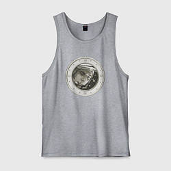 Майка мужская хлопок Юрий Гагарин в иллюминаторе, цвет: меланж