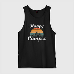 Майка мужская хлопок Happy camper, цвет: черный