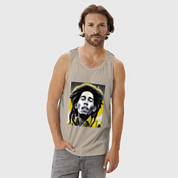 Майка мужская хлопок Bob Marley Digital Art, цвет: миндальный — фото 2