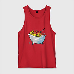 Майка мужская хлопок Уточка в ванне, цвет: красный
