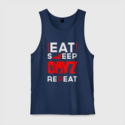 Майка мужская хлопок Надпись eat sleep DayZ repeat, цвет: тёмно-синий
