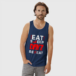 Майка мужская хлопок Надпись eat sleep DayZ repeat, цвет: тёмно-синий — фото 2