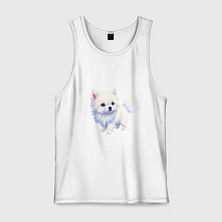 Майка мужская хлопок Милый пушистый щеночек, цвет: белый