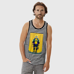 Майка мужская хлопок Homer Simpson - cyberpunk, цвет: черная тельняшка — фото 2