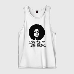 Майка мужская хлопок Любовь в волосах, цвет: белый