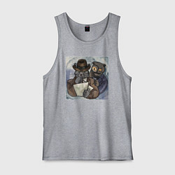 Майка мужская хлопок Котики детективы, цвет: меланж