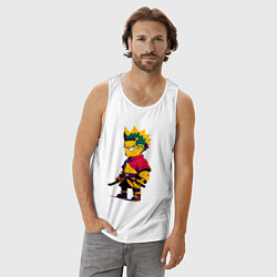 Майка мужская хлопок Bart Simpson samurai - neural network, цвет: белый — фото 2