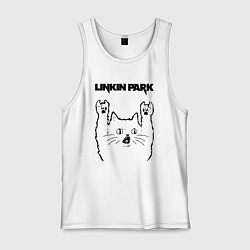 Майка мужская хлопок Linkin Park - rock cat, цвет: белый