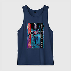 Майка мужская хлопок Ghost in the shell - Motoko, цвет: тёмно-синий