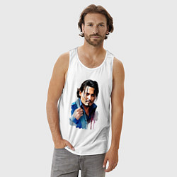 Майка мужская хлопок Johnny Depp - watercolor, цвет: белый — фото 2