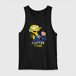 Майка мужская хлопок Время кофе, цвет: черный