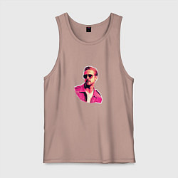 Майка мужская хлопок Райан Гослинг розовый арт, цвет: пыльно-розовый