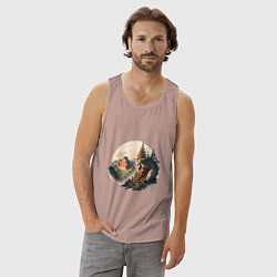 Майка мужская хлопок Горы в стиле моротай, цвет: пыльно-розовый — фото 2