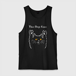 Майка мужская хлопок Three Days Grace rock cat, цвет: черный