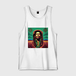 Майка мужская хлопок Digital Art Bob Marley in the field, цвет: белый