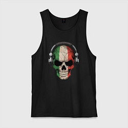 Майка мужская хлопок Italy skull music, цвет: черный