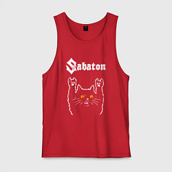 Майка мужская хлопок Sabaton rock cat, цвет: красный