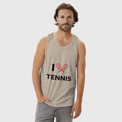 Майка мужская хлопок I Love Tennis, цвет: миндальный — фото 2